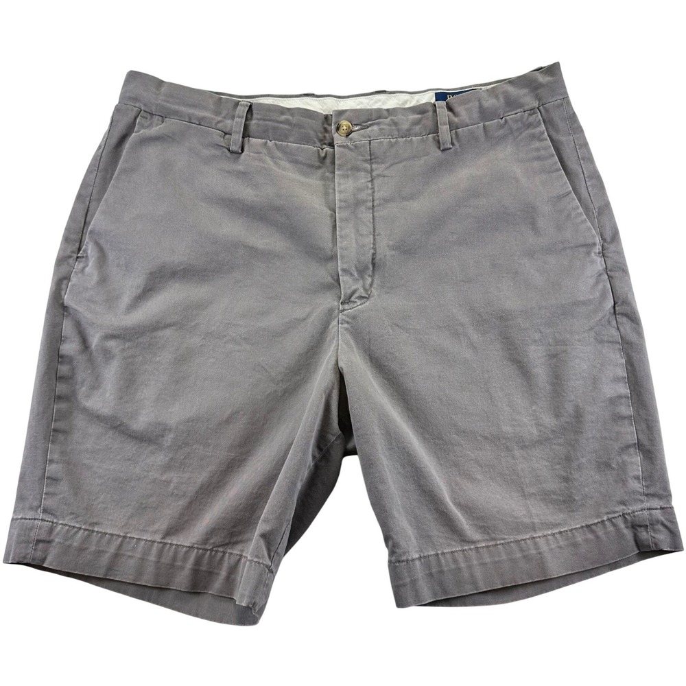 Polo Ralph Lauren Mens Gray Stretch Classic‎ Fit Chino Shorts Size 35 Cotton